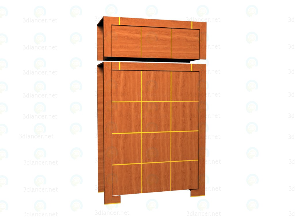3d model Armario de 3 puertas con una extensión - vista previa 3d model Armario de 3 puertas con una extensión - vista previa